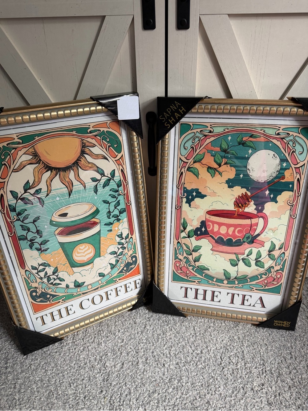 Sapna Shah The Coffee &  Tea Set Tarot Card Astrology Framed Wall Art Celestial